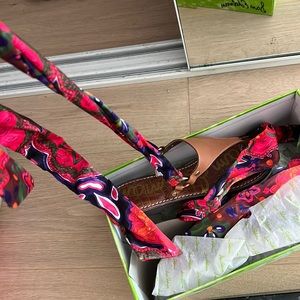 NWT and box Sam Edelman lace up silk sandals